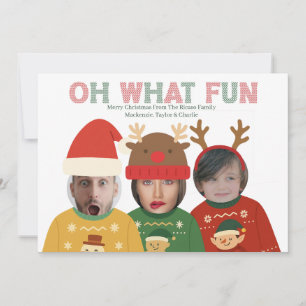 Ugly Christmas Sweater Funny Face Personalised Holiday Card