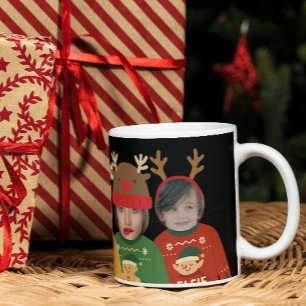 Ugly Christmas Sweater Funny Face Personalised Two-Tone Coffee Mug