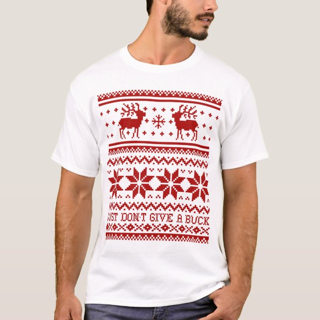 Ugly Christmas Sweater Funny Reindeer T-Shirt (Front)