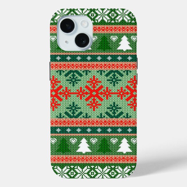 Ugly Christmas Sweater | Green & Red Case-Mate iPhone Case (Back)