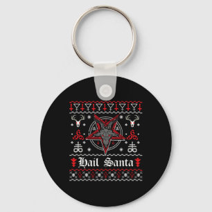 Ugly Christmas Sweater Hail Santa Pentagram Xmas S Key Ring