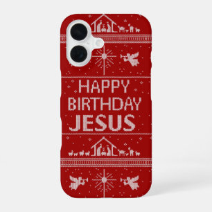 Ugly Christmas Sweater Happy Birthday Jesus Merry iPhone 16 Case