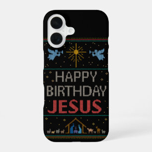 Ugly Christmas Sweater - Happy Birthday Jesus Red iPhone 16 Case
