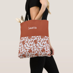 Ugly Christmas Sweater Hat Scarf Red White Name Tote Bag