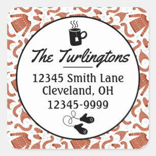 Ugly Christmas Sweater Hat Scarf Return Address Square Sticker