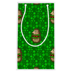 ugly christmas sweater hedgehogs small gift bag