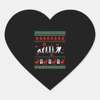 Ugly christmas Sweater Hockey xmas Gift Present Heart Sticker