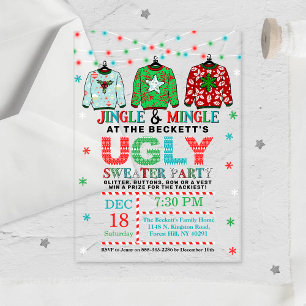 Ugly Christmas Sweater Holiday Party Acrylic Invitations