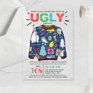Ugly Christmas Sweater Holiday Party Acrylic Invitations