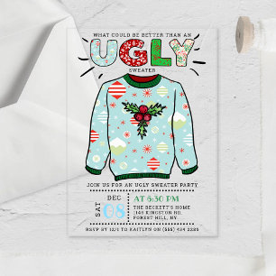Ugly Christmas Sweater Holiday Party Acrylic Invitations