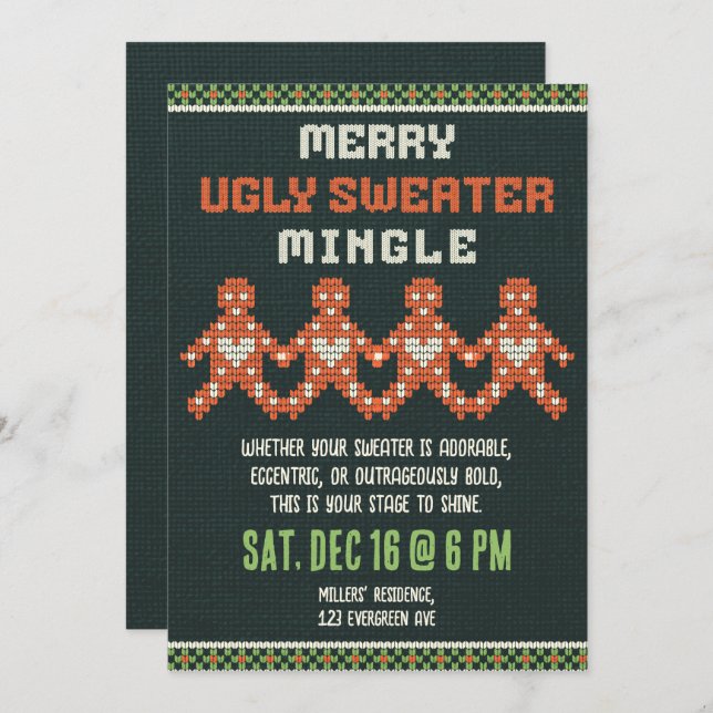 Ugly Christmas Sweater Holiday Party  Invitation (Front/Back)