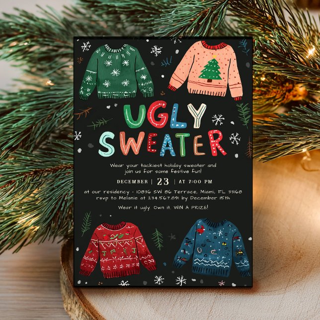 Ugly Christmas Sweater Holiday Party Invitation (Creator Uploaded)