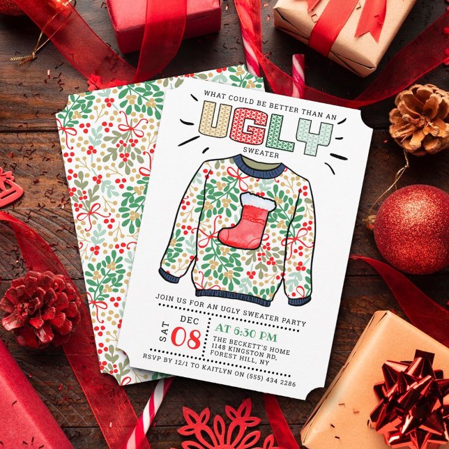 Ugly Christmas Sweater Holiday Party Invitation (Creator Uploaded)
