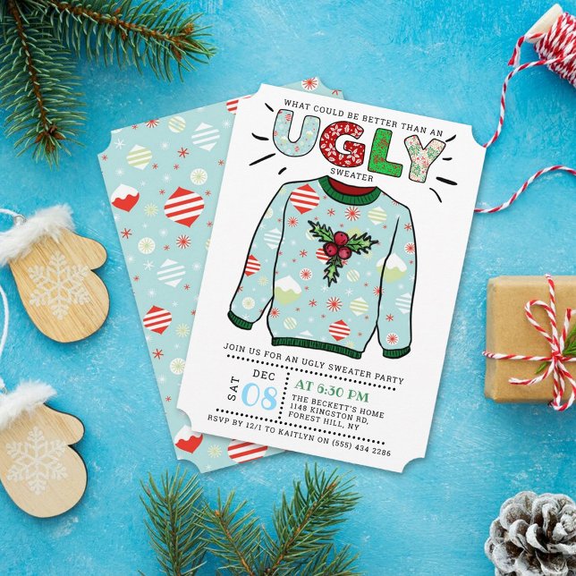 Ugly Christmas Sweater Holiday Party Invitation (Creator Uploaded)