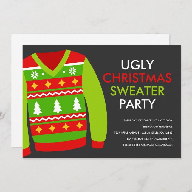 Ugly Christmas Sweater Holiday Party Invitation (Front/Back)