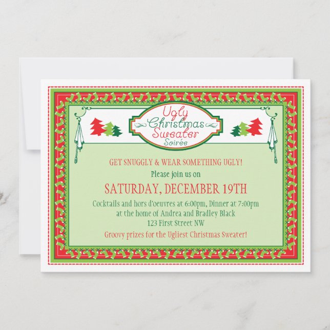 Ugly Christmas Sweater Holiday Party Invitation (Front)