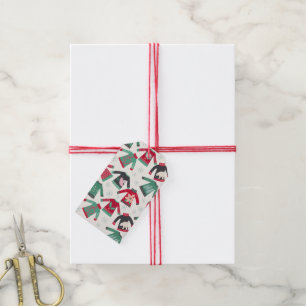 Ugly Christmas Sweater Holiday Pattern Green Red Gift Tags