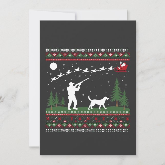 Ugly Christmas Sweater Hunting Season Santa  Holiday Card (Front)