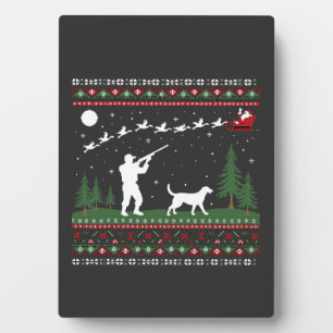 Ugly Christmas Sweater Hunting Season Santa  Plaque