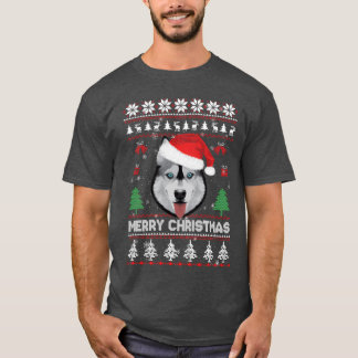 Ugly Christmas Sweater Husky Santa Merry Christmas
