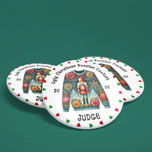 Ugly Christmas Sweater Judge 7.5 Cm Round Badge