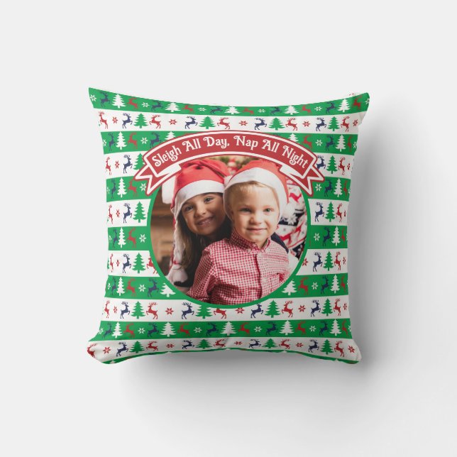 Ugly Christmas Sweater Jumper Family Photo  Cushion (Front)