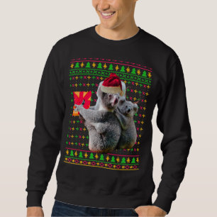 Ugly Christmas Sweater Koala Funny Santa Hat Antle