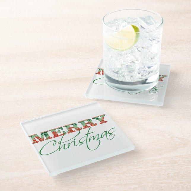 Ugly Christmas Sweater | Modern Typography Glass Coaster (Angled)