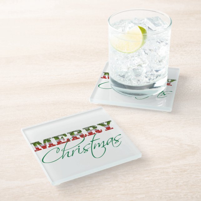 Ugly Christmas Sweater | Modern Typography Glass Coaster (Angled)