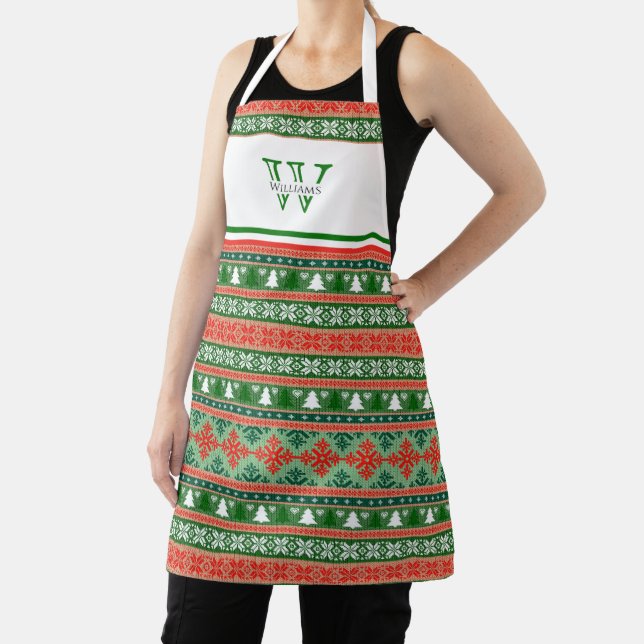 Ugly Christmas Sweater | Monogram Holiday Apron (Insitu)