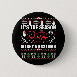 ugly christmas sweater nurse 6 cm round badge