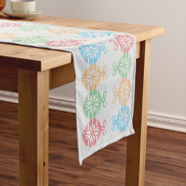 Ugly Christmas Sweater Ornament Pattern Long Table Runner (In Situ)