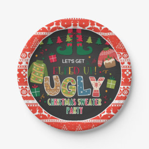 Ugly Christmas Sweater Paper Plate - Elfed Up