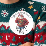 Ugly Christmas Sweater Party  Classic Round Sticker<br><div class="desc">This design may be personalised in the area provided by changing the photo and/or text. Or it can be customised by clicking Personalise this Template and then choosing the click to customise further option and delete or change the colour of the background, add text, change the text colour or style,...</div>
