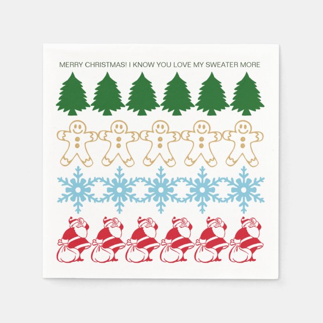 Ugly Christmas Sweater Party Funny Cute Pattern Napkin (Front)