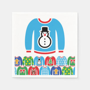 Ugly Christmas Sweater Party Holiday Xmas Snowman  Napkin
