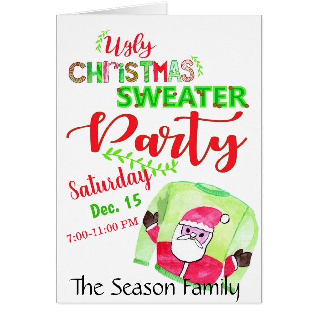 Ugly Christmas Sweater Party Invitation (Front)