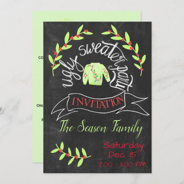 Ugly Christmas Sweater Party Invitation (Front/Back)