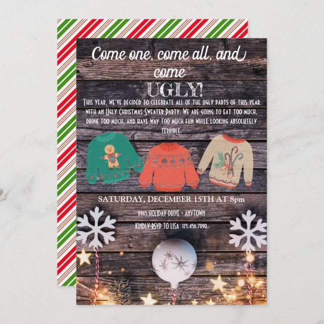 Ugly Christmas Sweater Party Invitation (Front/Back)