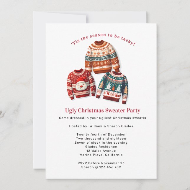 Ugly Christmas Sweater Party Invitation (Front)