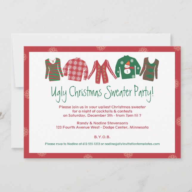 Ugly Christmas Sweater Party Invitation (Front)