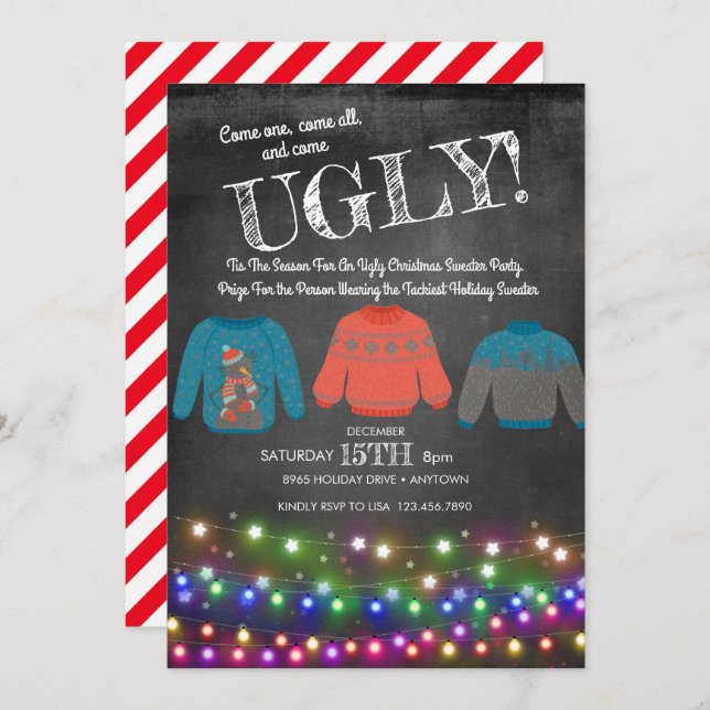 Ugly Christmas Sweater Party Invitation (Front/Back)