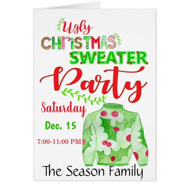 Ugly Christmas Sweater Party Invitation (Front)