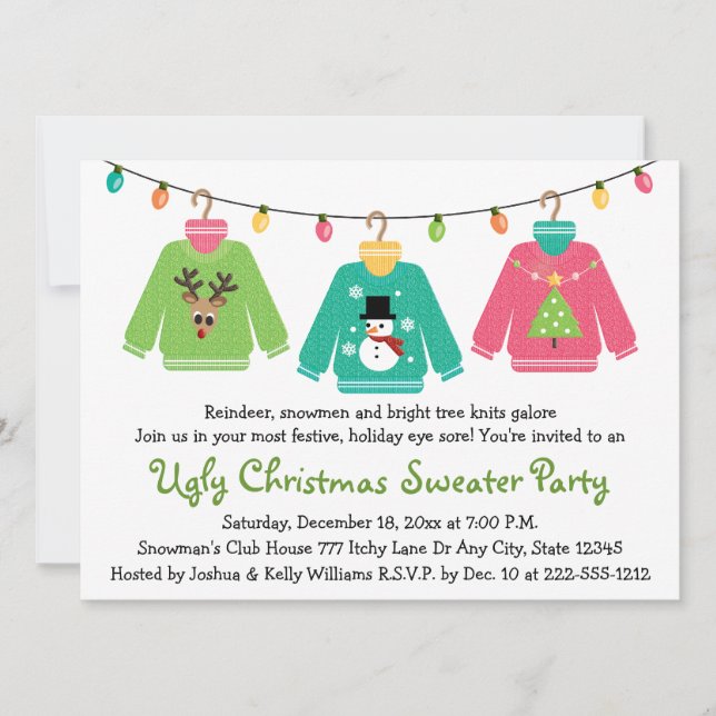 Ugly Christmas Sweater Party Invitations (Front)
