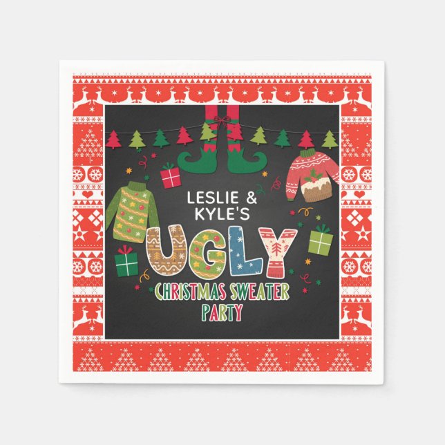 Ugly Christmas Sweater Party Napkin (Front)