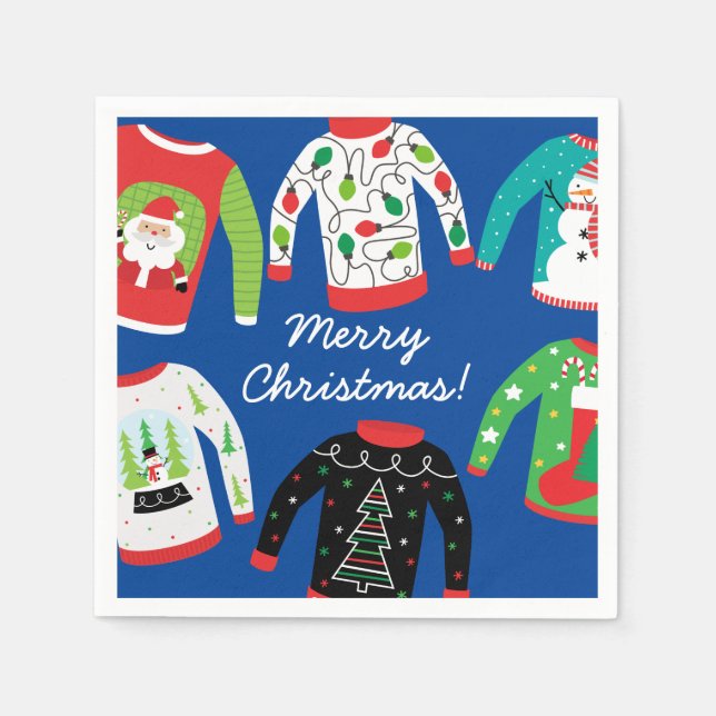Ugly Christmas Sweater Party Napkin (Front)