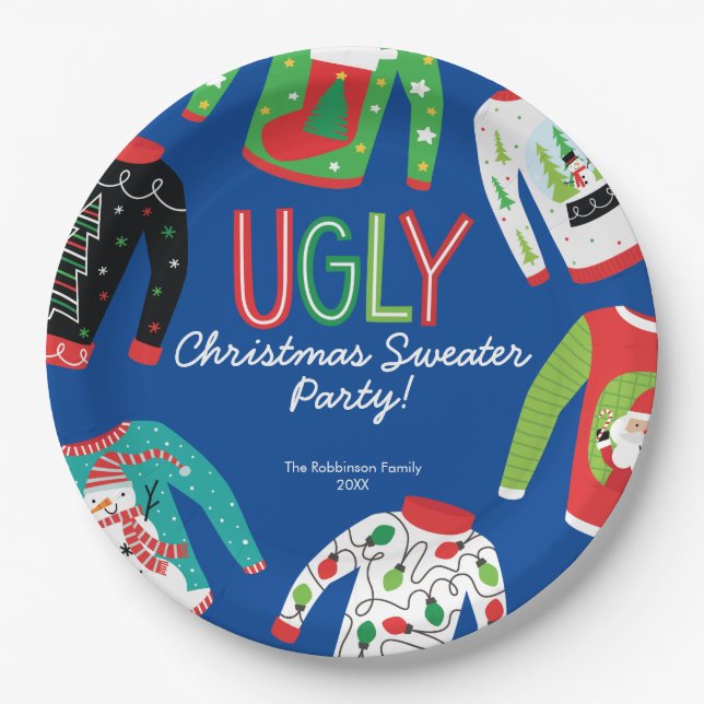 Ugly Christmas Sweater Party Paper Plate (Front)