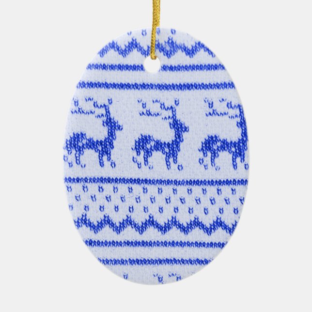 Ugly Christmas Sweater pattern Ceramic Tree Decoration (Front)