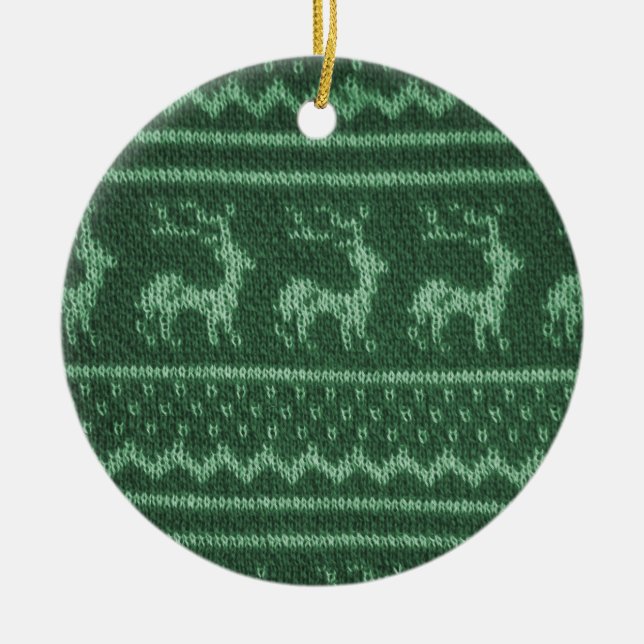 Ugly Christmas Sweater pattern Ceramic Tree Decoration (Front)