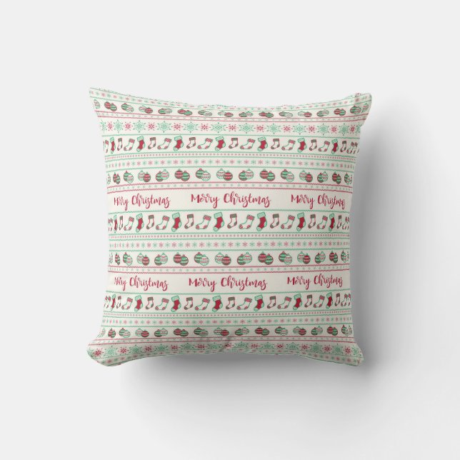 Ugly Christmas Sweater Pattern Cushion (Front)